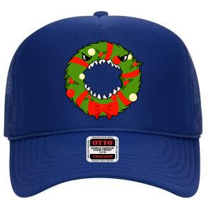 Monster Killer Christmas Wreath High Crown Mesh Back Trucker Hat