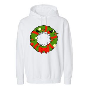 Monster Killer Christmas Wreath Garment-Dyed Fleece Hoodie