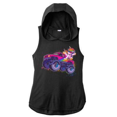 Monster Truck Unicorn Ladies PosiCharge Tri-Blend Wicking Draft Hoodie Tank