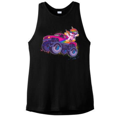 Monster Truck Unicorn Ladies PosiCharge Tri-Blend Wicking Tank