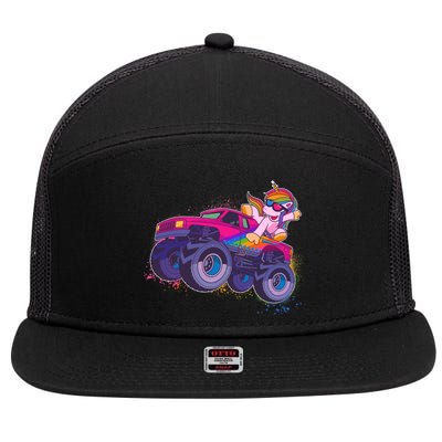 Monster Truck Unicorn 7 Panel Mesh Trucker Snapback Hat