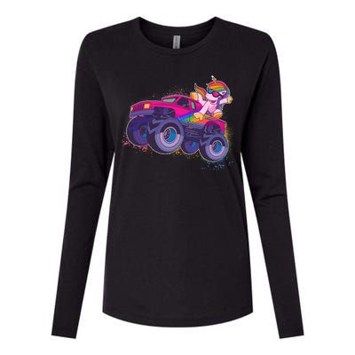 Monster Truck Unicorn Womens Cotton Relaxed Long Sleeve T-Shirt