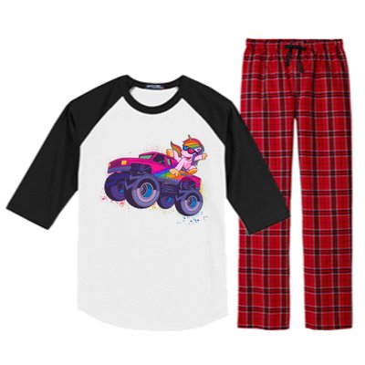 Monster Truck Unicorn Raglan Sleeve Pajama Set