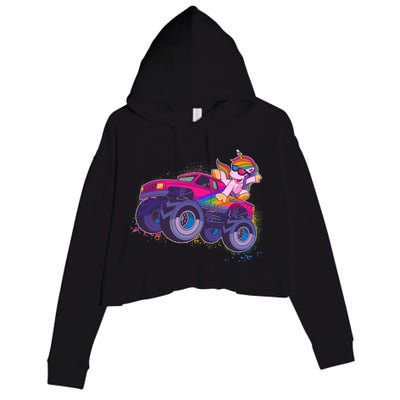 Monster Truck Unicorn Crop Fleece Hoodie