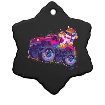 Monster Truck Unicorn Ceramic Star Ornament