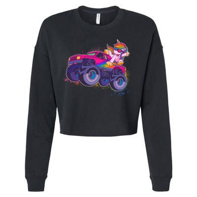 Monster Truck Unicorn Cropped Pullover Crew