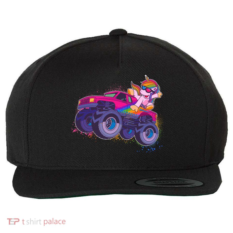 Monster Truck Unicorn Wool Snapback Cap