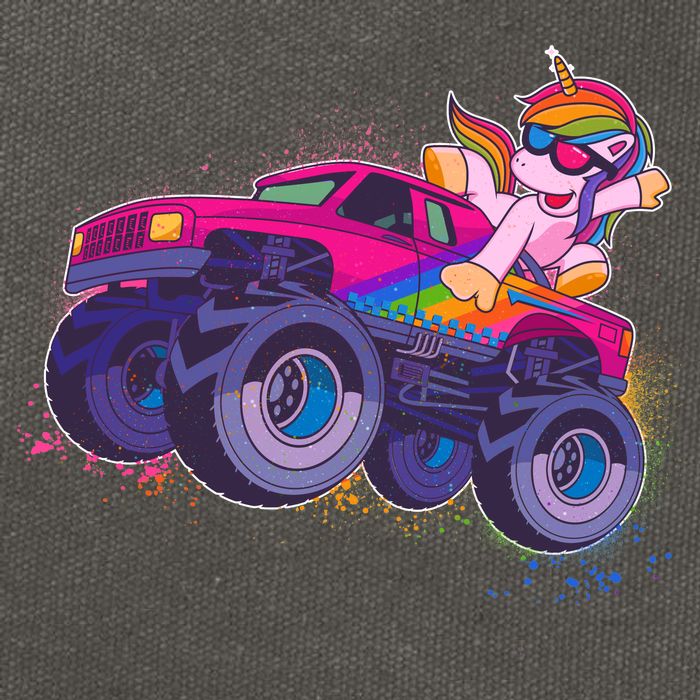 Monster Truck Unicorn Cotton Canvas Backpack
