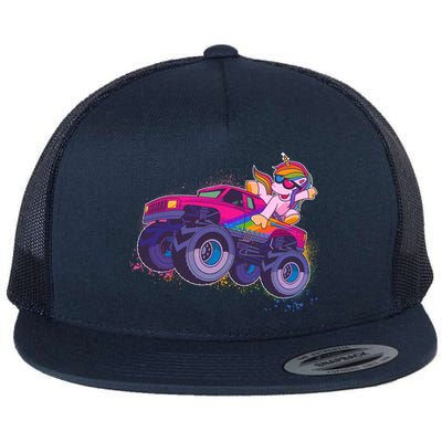 Monster Truck Unicorn Flat Bill Trucker Hat