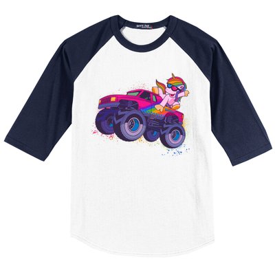 Monster Truck Unicorn Baseball Sleeve Shirt