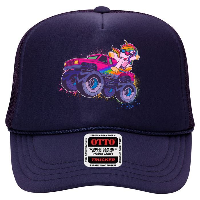 Monster Truck Unicorn High Crown Mesh Back Trucker Hat