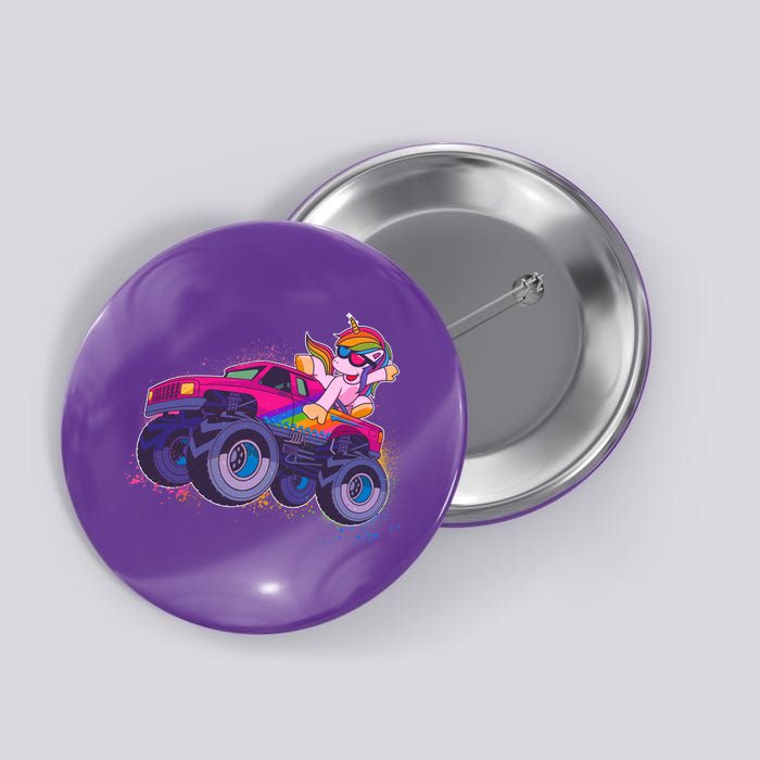 Monster Truck Unicorn Button