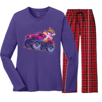 Monster Truck Unicorn Women's Long Sleeve Flannel Pajama Set 