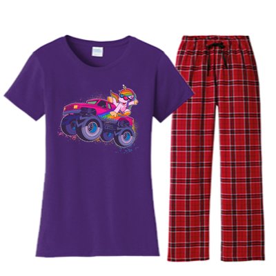 Monster Truck Unicorn Women's Flannel Pajama Set