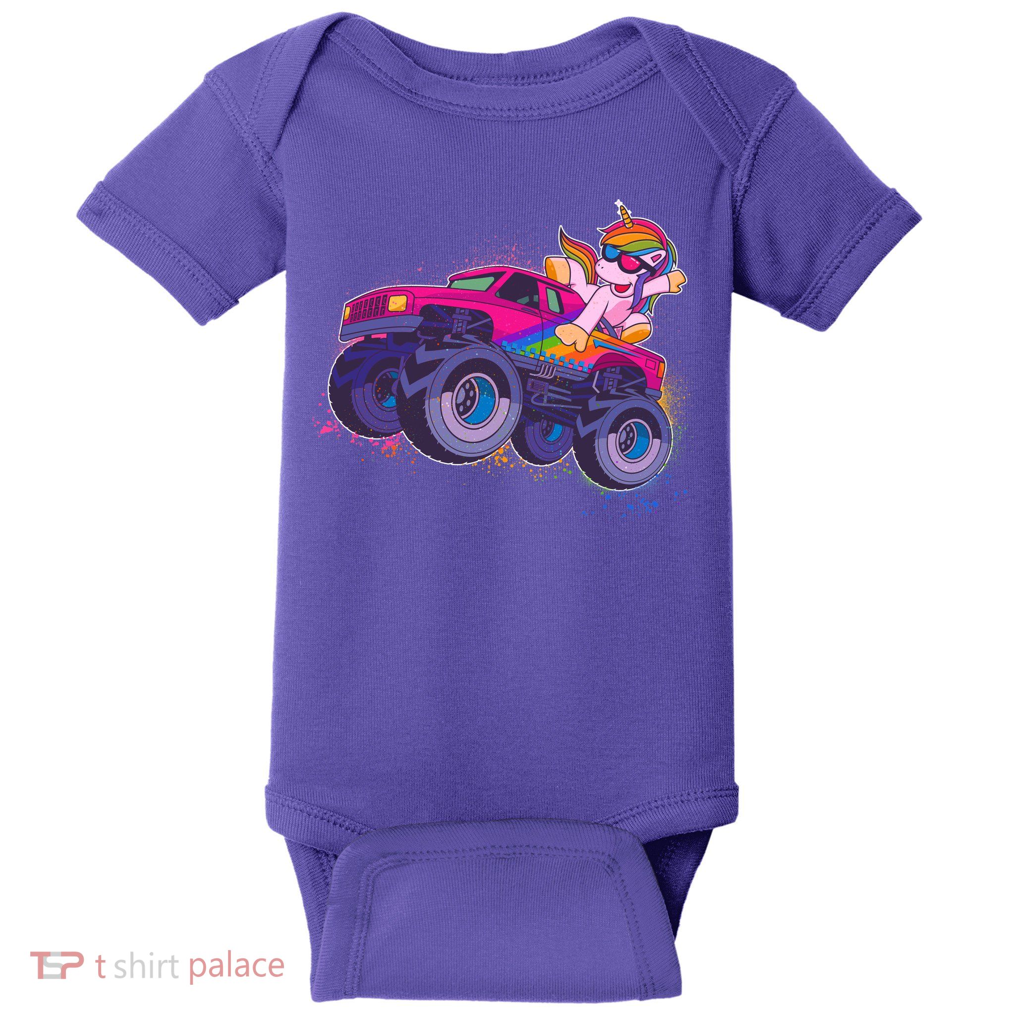 Monster Truck Unicorn Baby Bodysuit