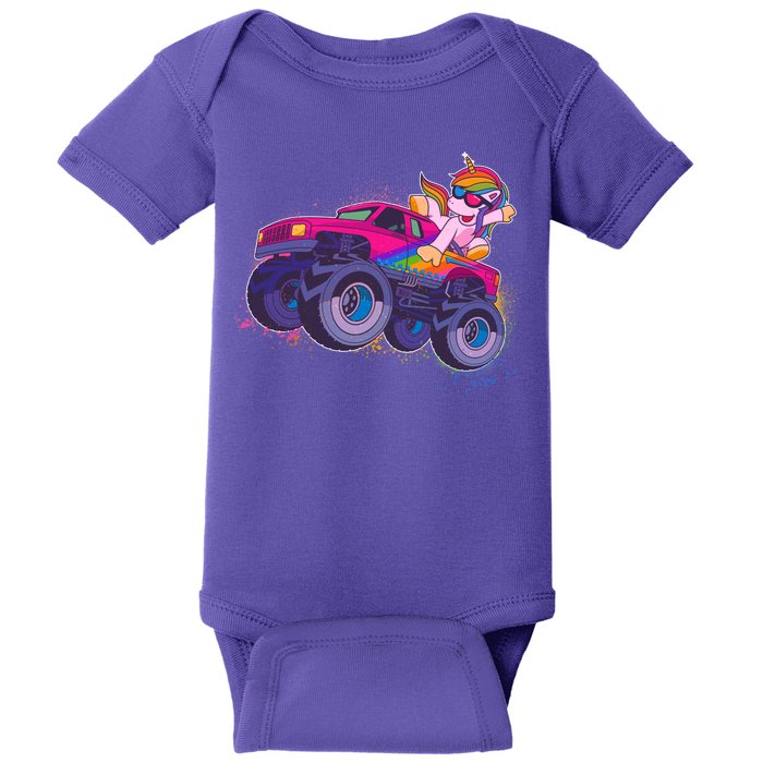 Monster Truck Unicorn Baby Bodysuit