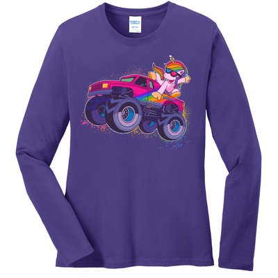 Monster Truck Unicorn Ladies Long Sleeve Shirt