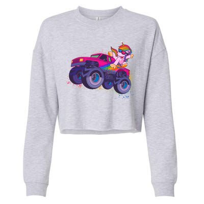 Monster Truck Unicorn Cropped Pullover Crew