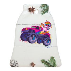 Monster Truck Unicorn Ceramic Bell Ornament