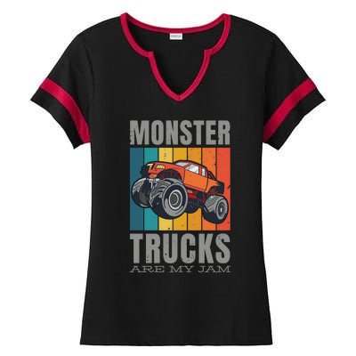 Monster Trucks Are My Jam Ladies Halftime Notch Neck Tee