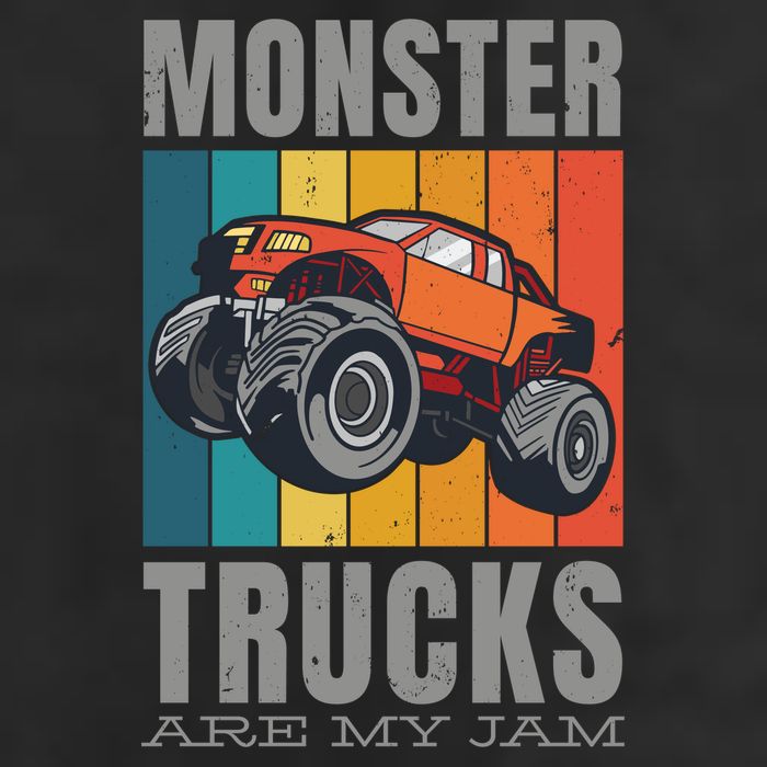 Monster Trucks Are My Jam 7 Panel Mesh Trucker Snapback Hat