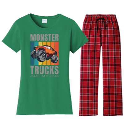 Monster Trucks Are My Jam Women's Flannel Pajama Set