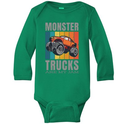 Monster Trucks Are My Jam Baby Long Sleeve Bodysuit