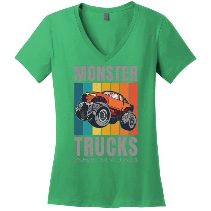 Monster Trucks Are My Jam Women's V-Neck T-Shirt