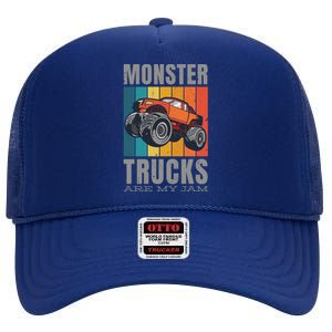 Monster Trucks Are My Jam High Crown Mesh Back Trucker Hat