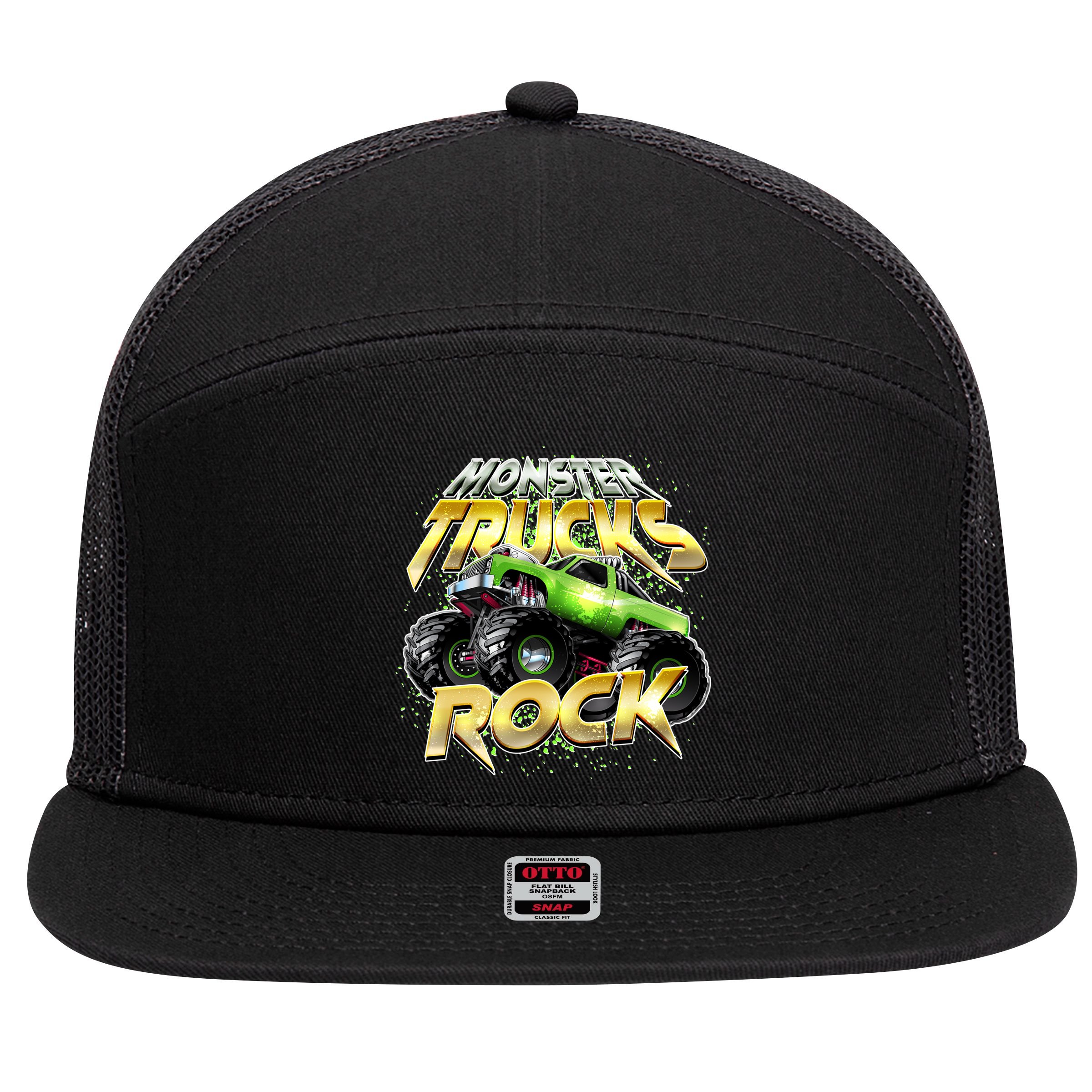 Monster Trucks Rock 7 Panel Mesh Trucker Snapback Hat