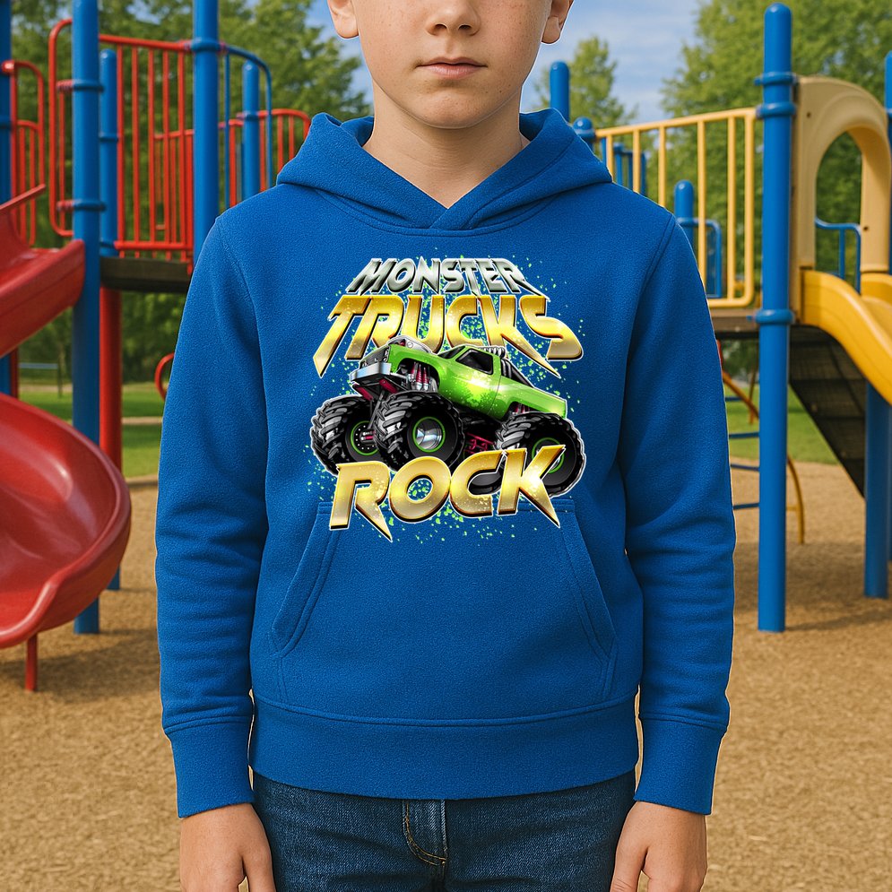 Monster Trucks Rock Kids Hoodie