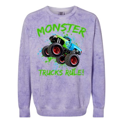 Monster Trucks Rule Colorblast Crewneck Sweatshirt