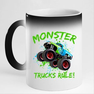 Monster Trucks Rule 11oz Black Color Changing Mug