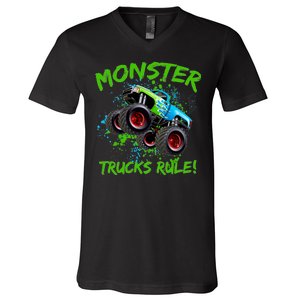 Monster Trucks Rule V-Neck T-Shirt