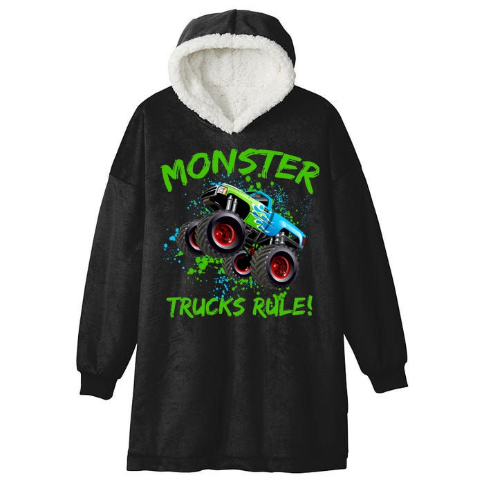 Monster Trucks Rule Hooded Wearable Blanket