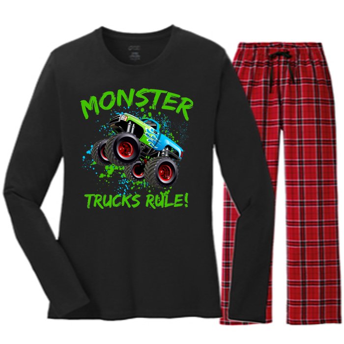 Monster Trucks Rule Women's Long Sleeve Flannel Pajama Set 