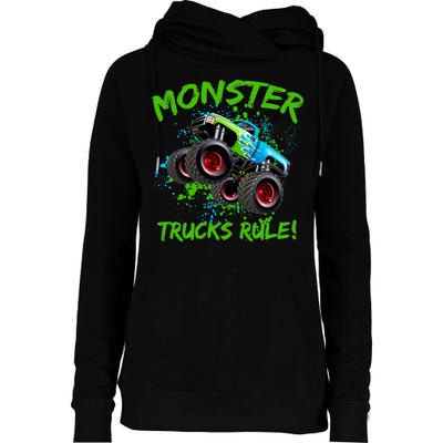 Monster Trucks Rule Womens Funnel Neck Pullover Hood