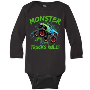 Monster Trucks Rule Baby Long Sleeve Bodysuit