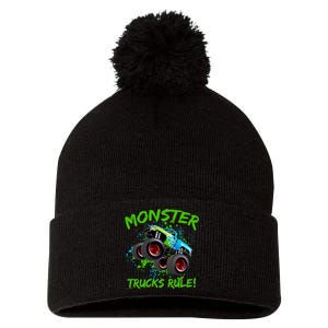 Monster Trucks Rule Pom Pom 12in Knit Beanie