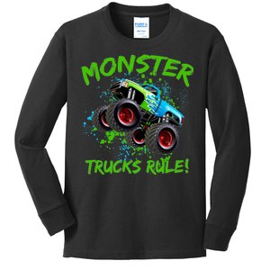 Monster Trucks Rule Kids Long Sleeve Shirt