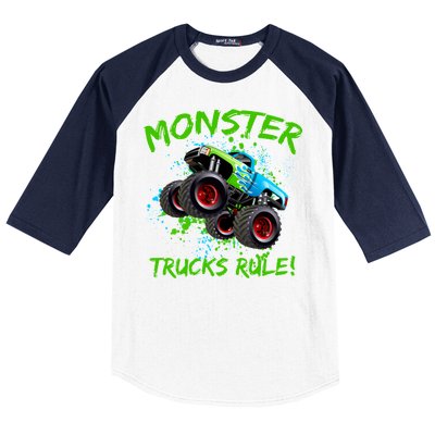 Monster Trucks Rule Baseball Sleeve Shirt