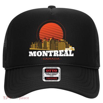 Montreal Canada Skyline High Crown Mesh Back Trucker Hat