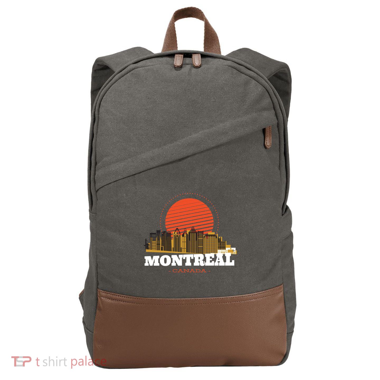 Montreal Canada Skyline Cotton Canvas Backpack