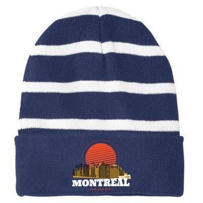 Montreal Canada Skyline Striped Beanie with Solid Band