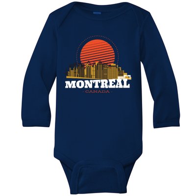 Montreal Canada Skyline Baby Long Sleeve Bodysuit