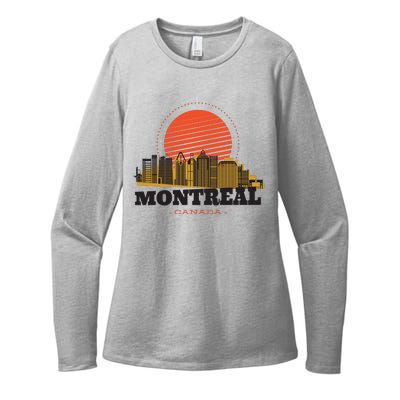 Montreal Canada Skyline Womens CVC Long Sleeve Shirt