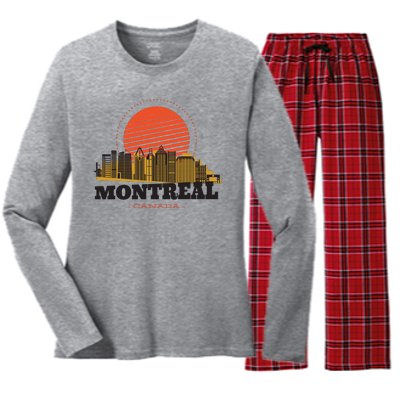 Montreal Canada Skyline Women's Long Sleeve Flannel Pajama Set 