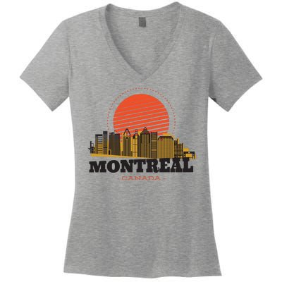 Montreal Canada Skyline Women's V-Neck T-Shirt