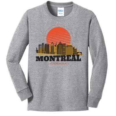 Montreal Canada Skyline Kids Long Sleeve Shirt