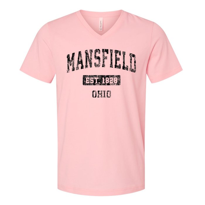 Mansfield Ohio Oh Vintage Sports Design V-Neck T-Shirt